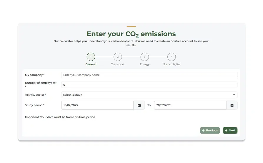 Preview of Ecotree free carbon calculator