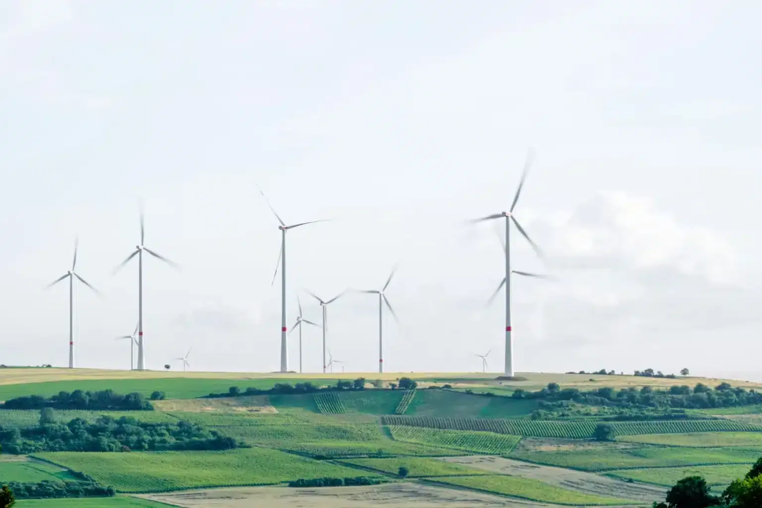 A set of wind turbines representing environmental responsibility