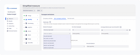 Carbon footprint module of our carbon accounting platform.